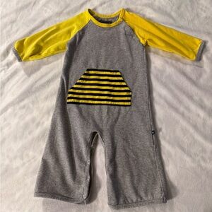 Toobydoo New York Striped Baby Jumpsuit - 6-12 mos - metal snap leg openings